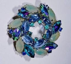 Blue Navettes Frosted Brooch