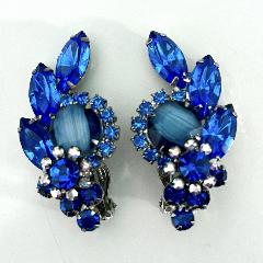 Blue Navettes Givre Earrings Clip