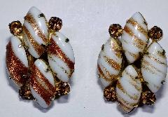 Topaz Cabochons Striped Earrings Clip
