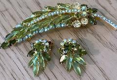 Green Navettes Brooch
