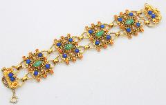 Multiple Colors Cabochons Bracelet Flat Push In