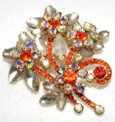 Orange Navettes Frosted Brooch