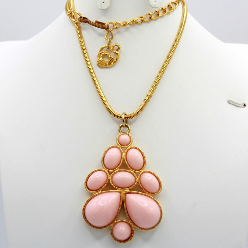 Front view of Pink Cabochons Plastic Pendant