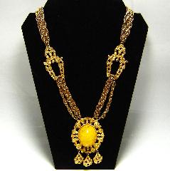 Yellow Cabochons Plastic Necklace