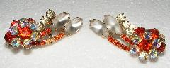 Orange Navettes Frosted Earrings Clip