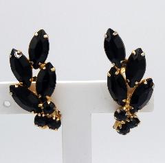 Black (jet) Navettes Earrings Clip