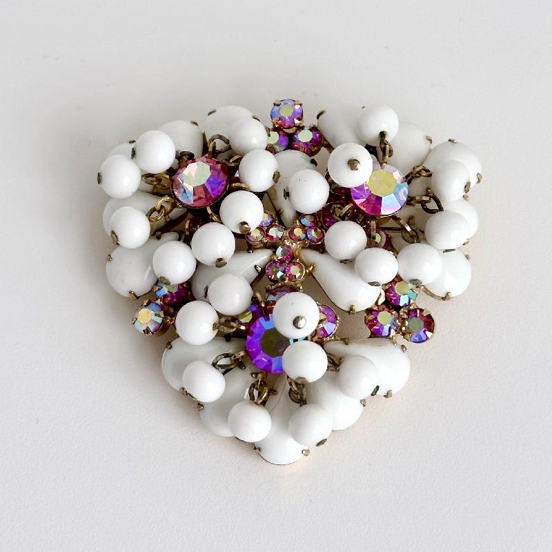 Front view of White (chalk Or Milk) Pear Brooch
