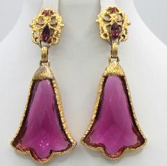 Purple (cardinal) Cabochons Plastic Earrings Clip
