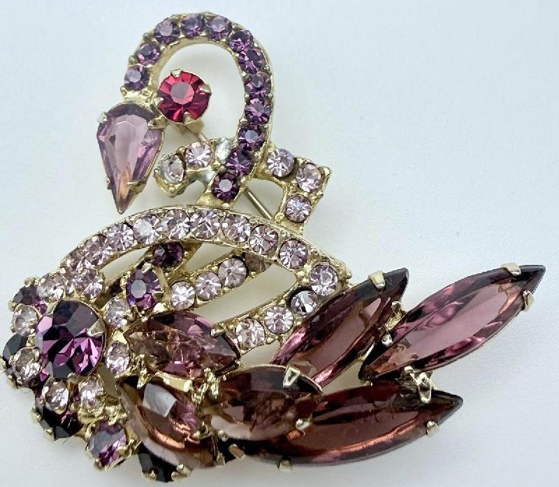 Front view of Purple (cardinal) Pear Brooch