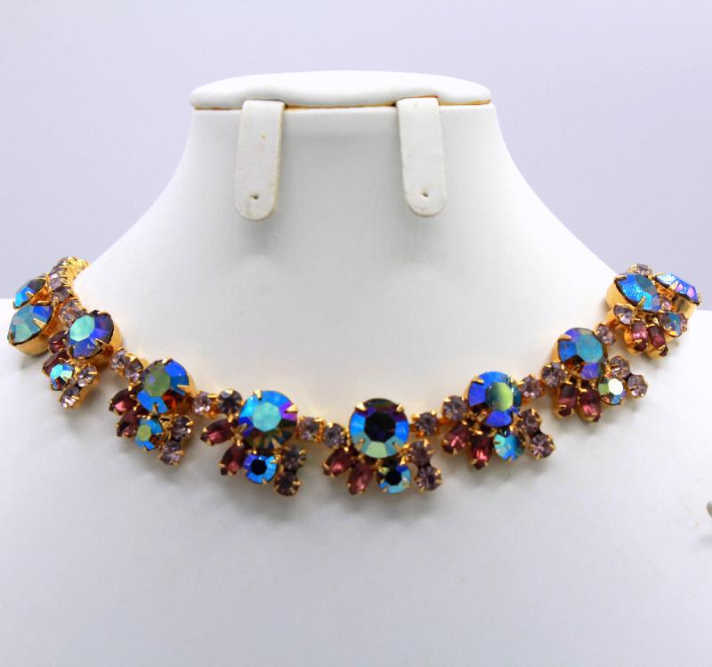 Front view of Purple (cardinal) Navettes Necklace