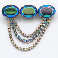 Blue Oval Multi-Color/Shaded Brooch