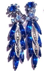 Blue Navettes Earrings Clip