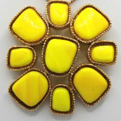 Yellow Cabochons Plastic Pin Pendant