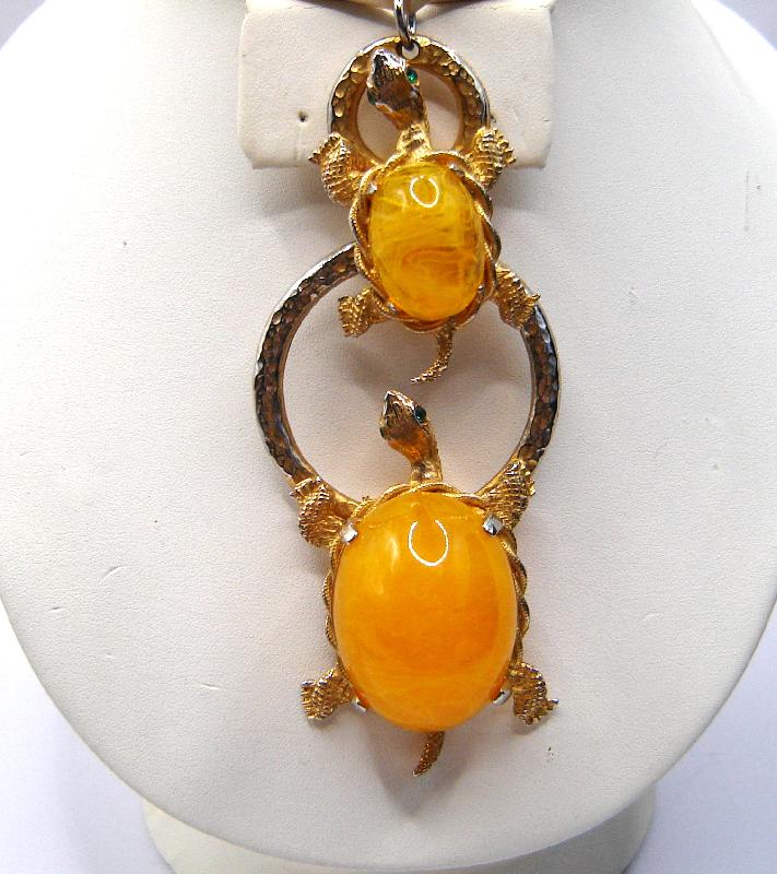 Front view of Yellow Cabochons Plastic Pendant
