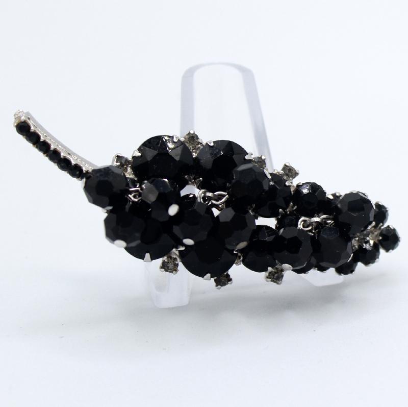 Front view of Black (jet) Chatons Only Brooch