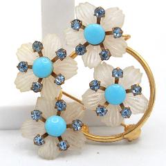 Blue Cabochons Plastic Brooch