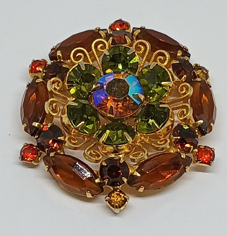 Front view of Fall Navettes Brooch