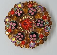Topaz Navettes Painted (hand/Transfer) Brooch