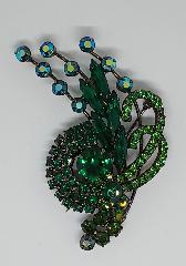 Green Navettes Brooch