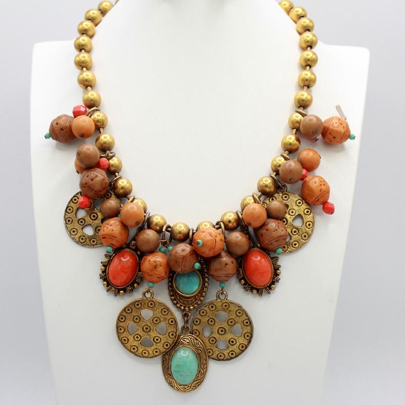 Front view of Multiple Colors Cabochons Necklace