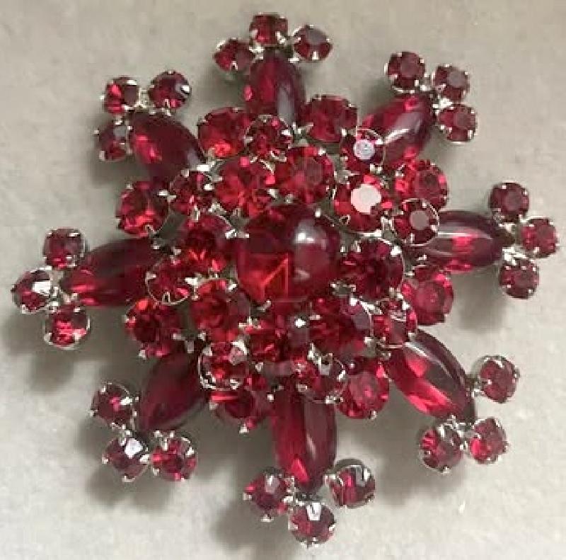 Front view of Red Cabochons Brooch