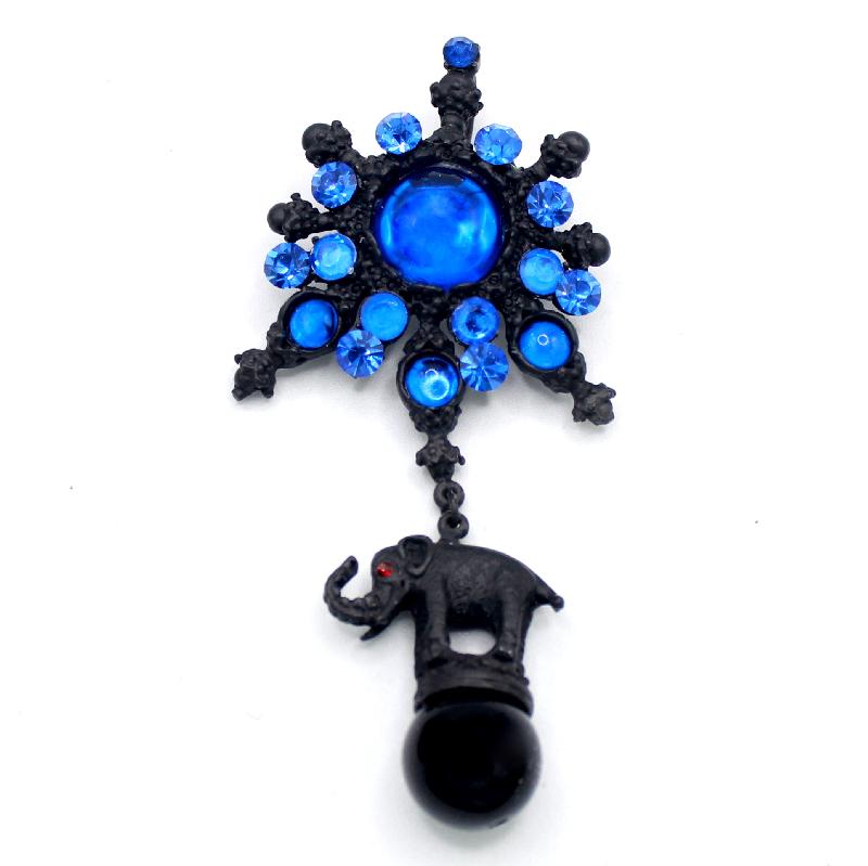 Front view of Blue Cabochons Plastic Pin Pendant