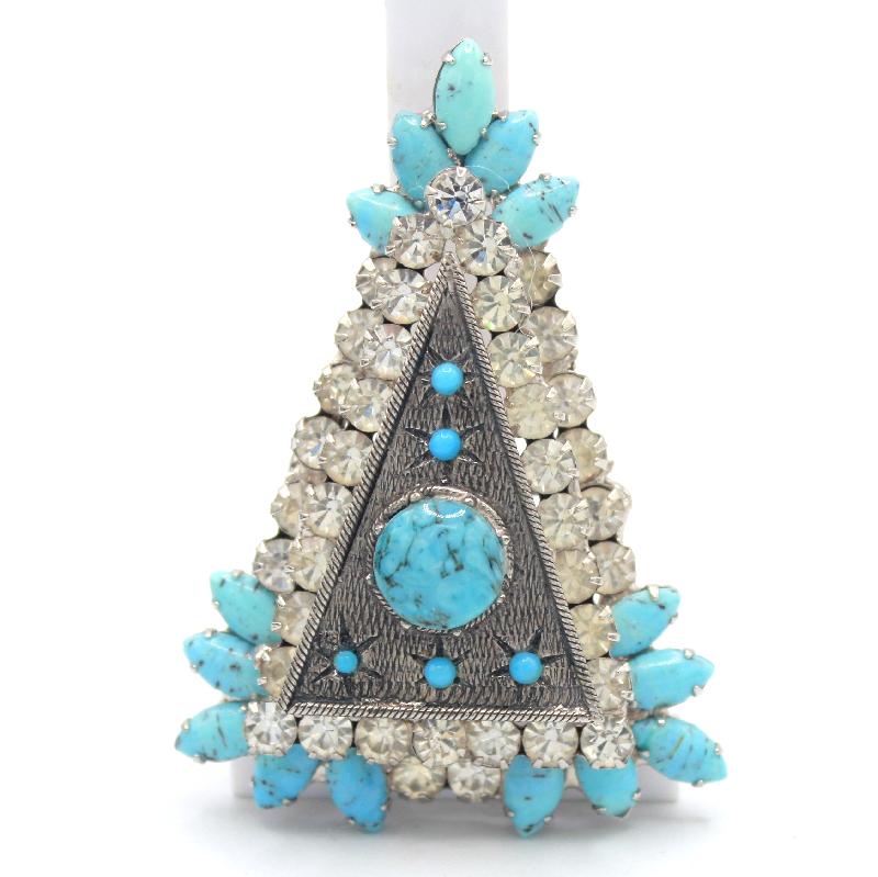Front view of Turquoise Cabochons Striped Pin Pendant