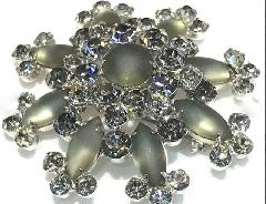 Gray (black Diamond) Cabochons Frosted Brooch