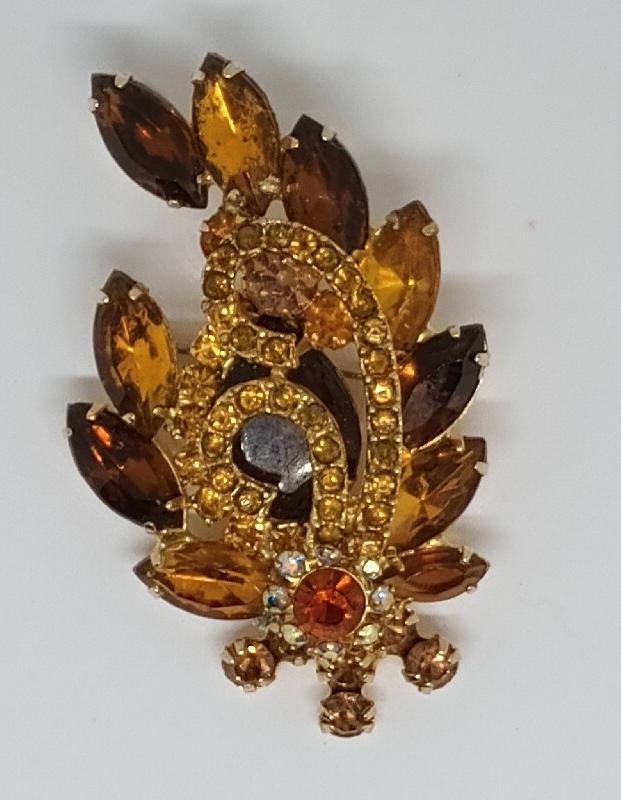 Front view of Topaz Pear Brooch
