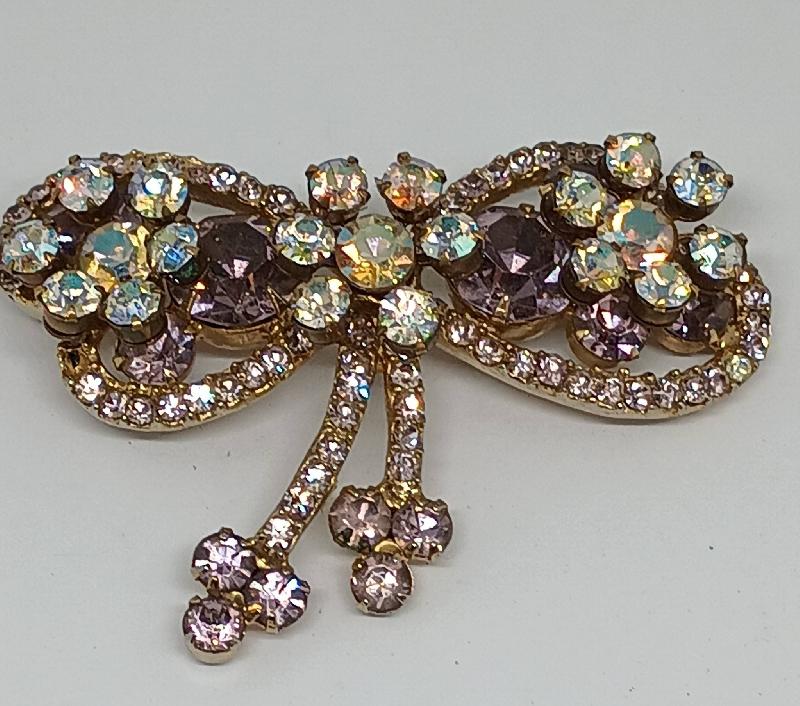 Front view of Purple (cardinal) Chatons Only Brooch
