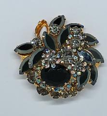 Black (jet) Oval Multi-Color/Shaded Brooch