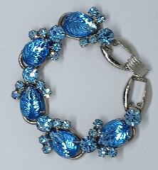 Blue Leaf Molded/Cut Bracelet 5 Link