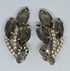 Gray (black Diamond) Navettes Earrings Clip