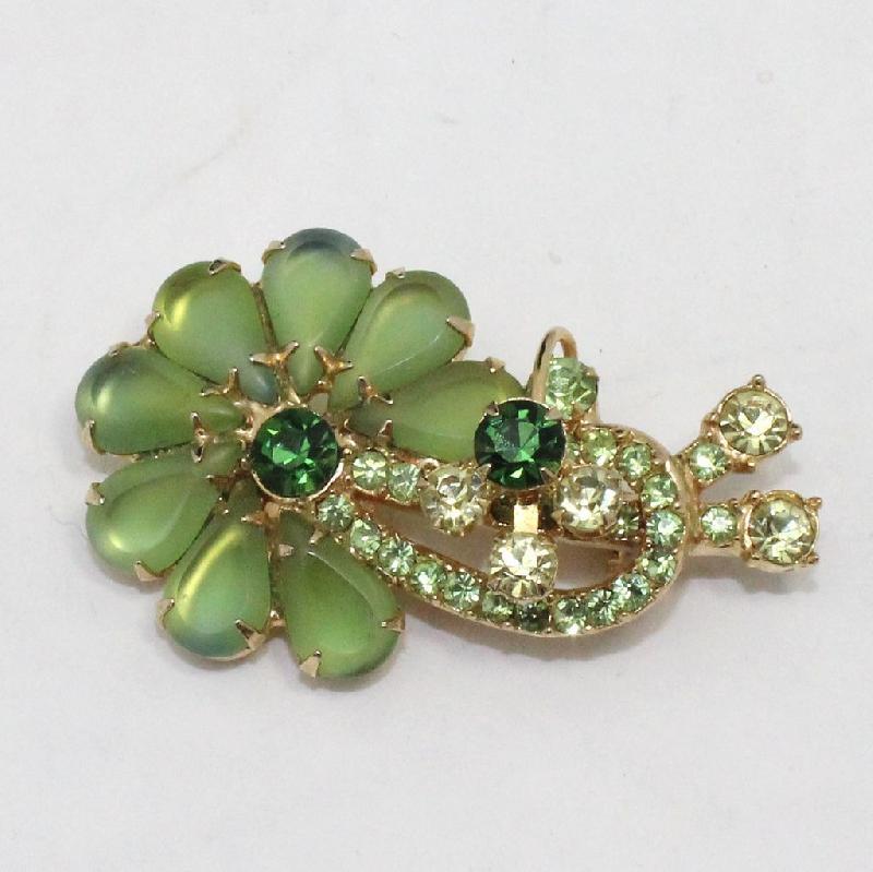 Front view of Green Pear Frosted Brooch