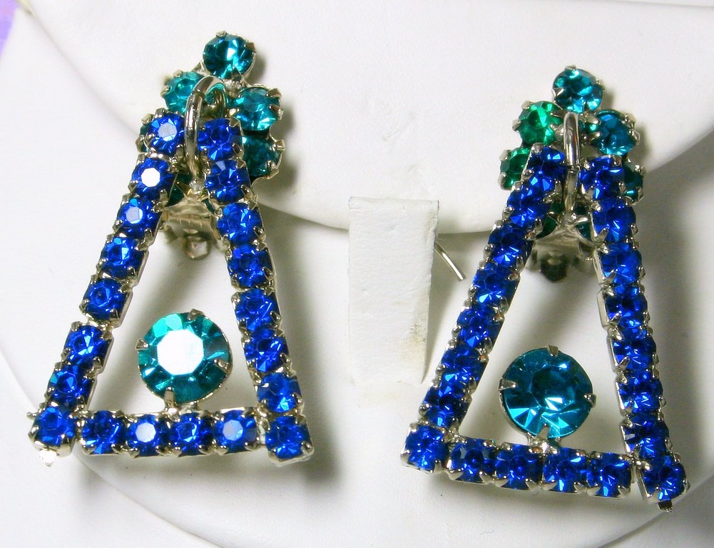 Front view of Blue Chatons Only Earrings Clip