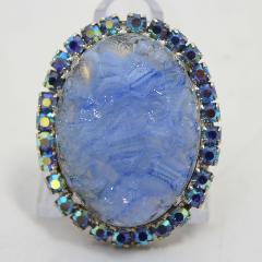 Blue Chatons Only Molded/Cut Brooch