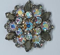Gray (black Diamond) Navettes Brooch