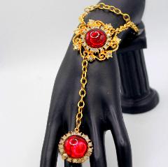 Red Cabochons Plastic Bracelet Slave