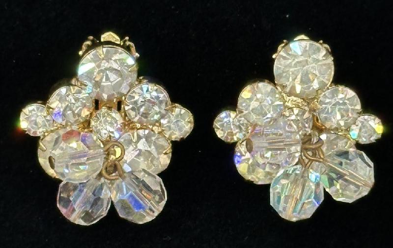Front view of Clear Chatons Only Earrings Clip