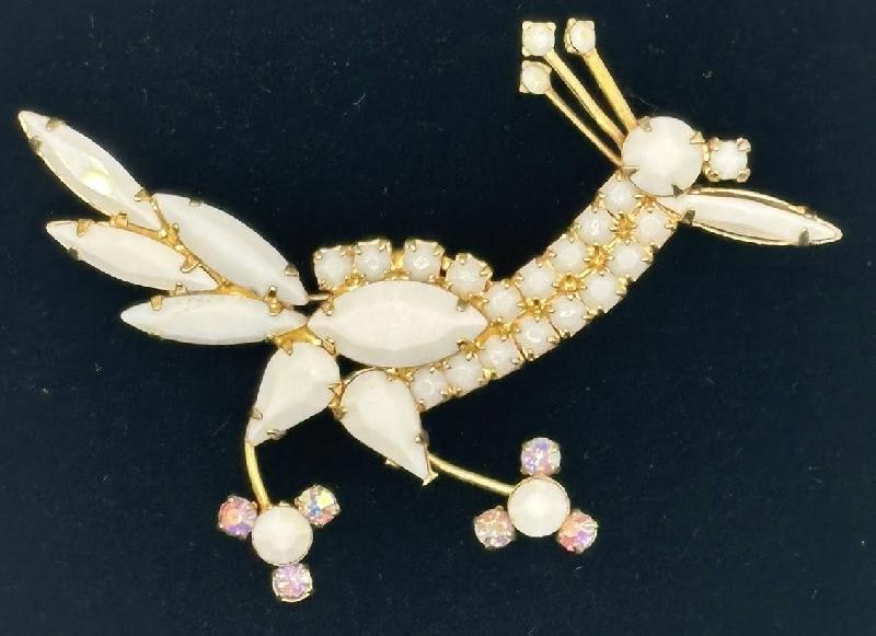 Front view of White (chalk Or Milk) Pear Brooch
