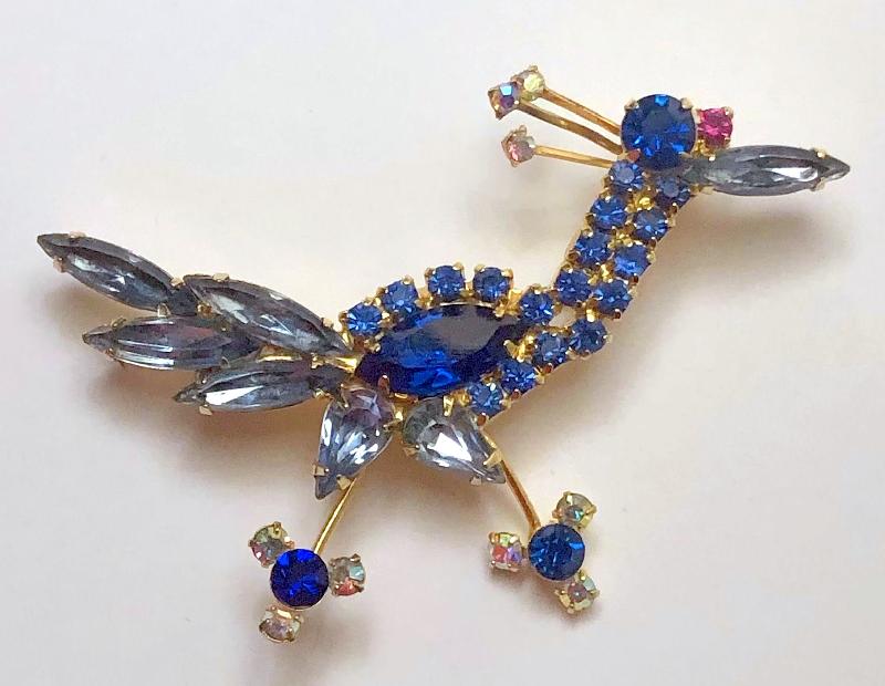 Front view of Blue Pear Brooch