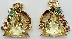 Yellow Triangle Earrings Clip