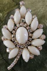 White (chalk Or Milk) Cabochons Brooch