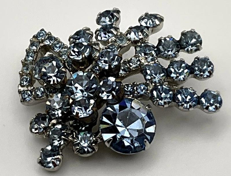 Front view of Blue Chatons Only Brooch
