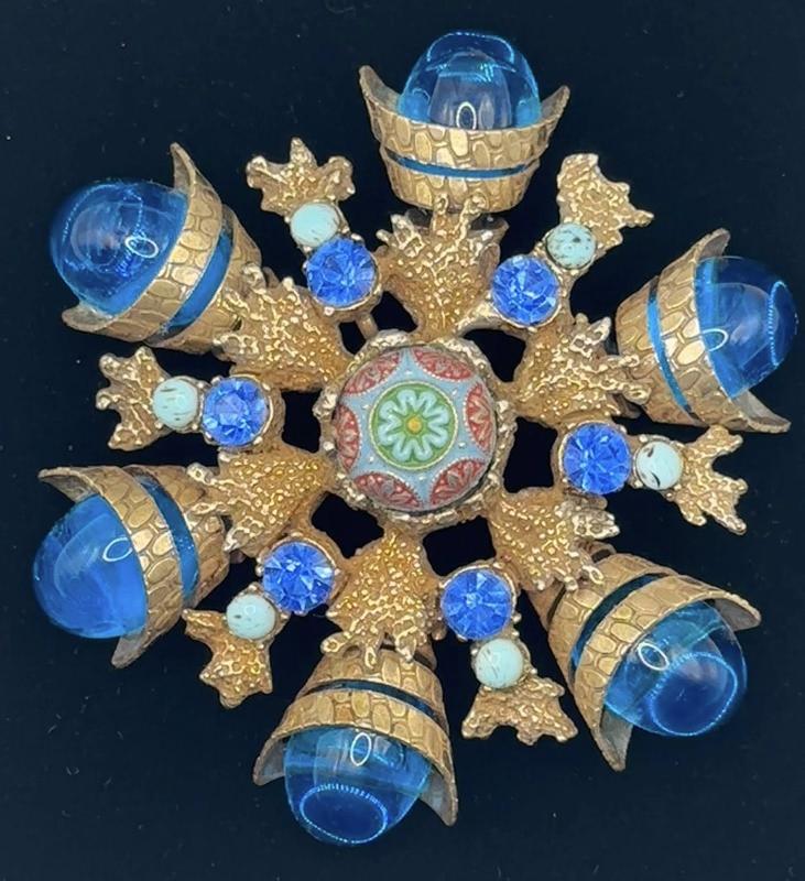 Front view of Blue Cabochons Molded/Cut Pendant
