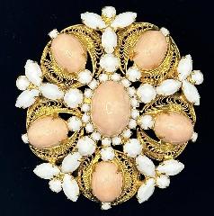 Pink Cabochons Plastic Brooch