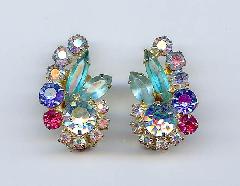 Blue Navettes Earrings Clip
