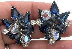 Blue Pear Earrings Clip