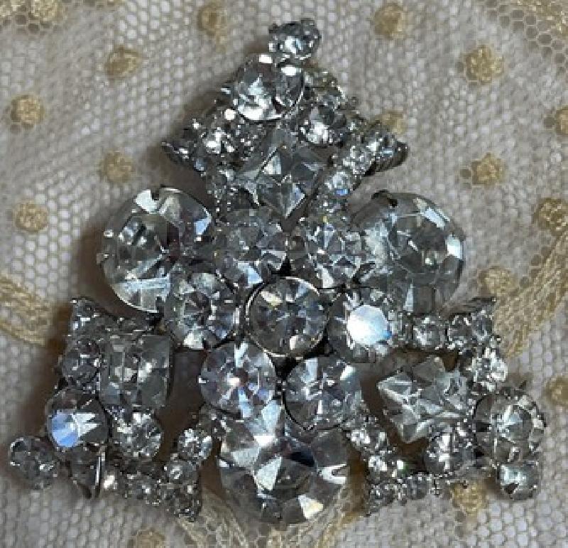 Front view of Clear Square Brooch