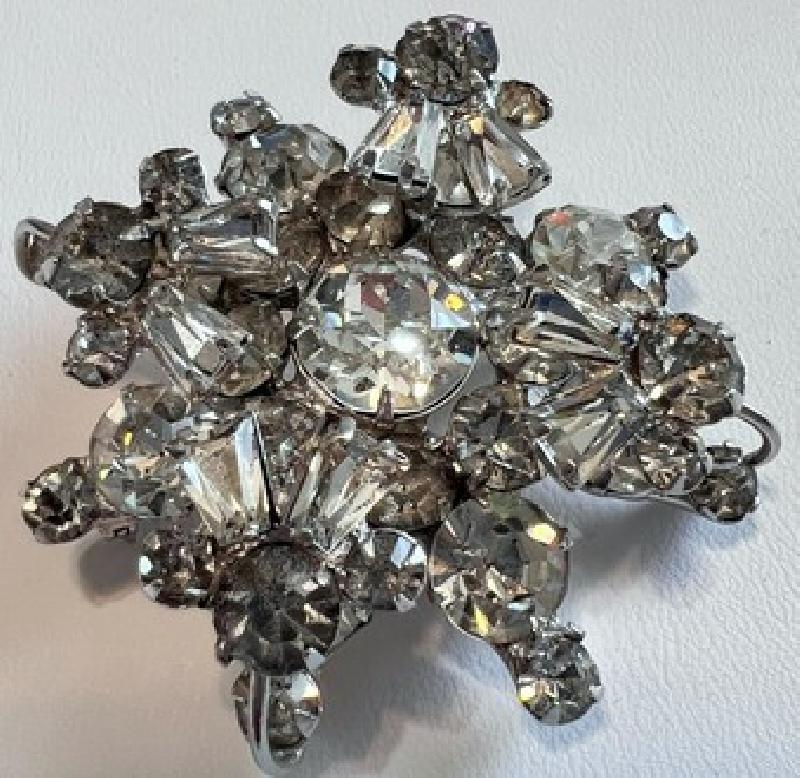 Front view of Clear Keystones Brooch
